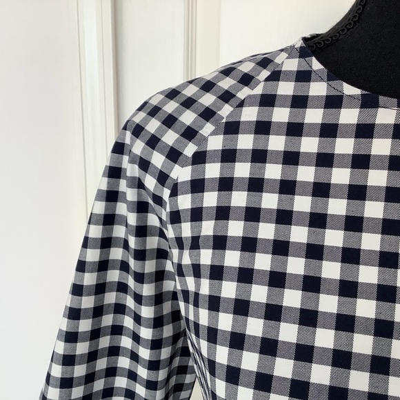 Gingham Victoria Beckham Boho Prairie Cottagecore Navy & White Top XS & XL Sizes - Picture 3 of 11